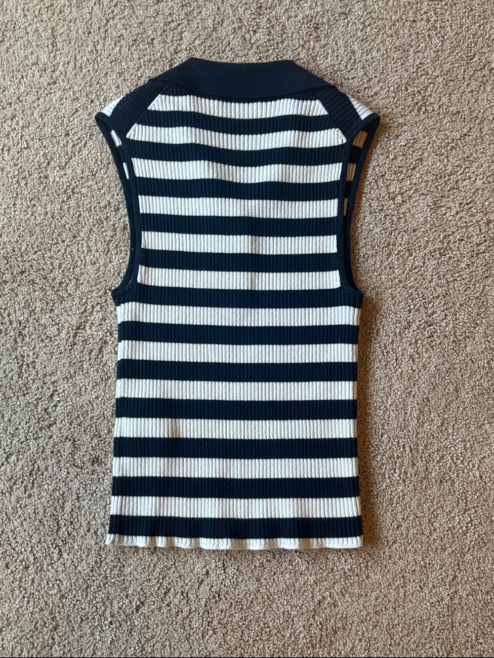 Madewell Navy and White Striped Sleeveless Polo Tank - Picture 3 of 4